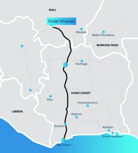 exporting lithium product via  Côte d’Ivoire